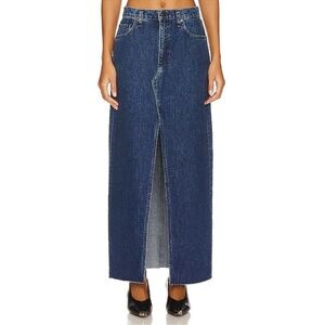 NWT Rag & Bone Avery Maxi Skirt Jean Japan Kaihara Denim Ari Blue Dark Wash 27